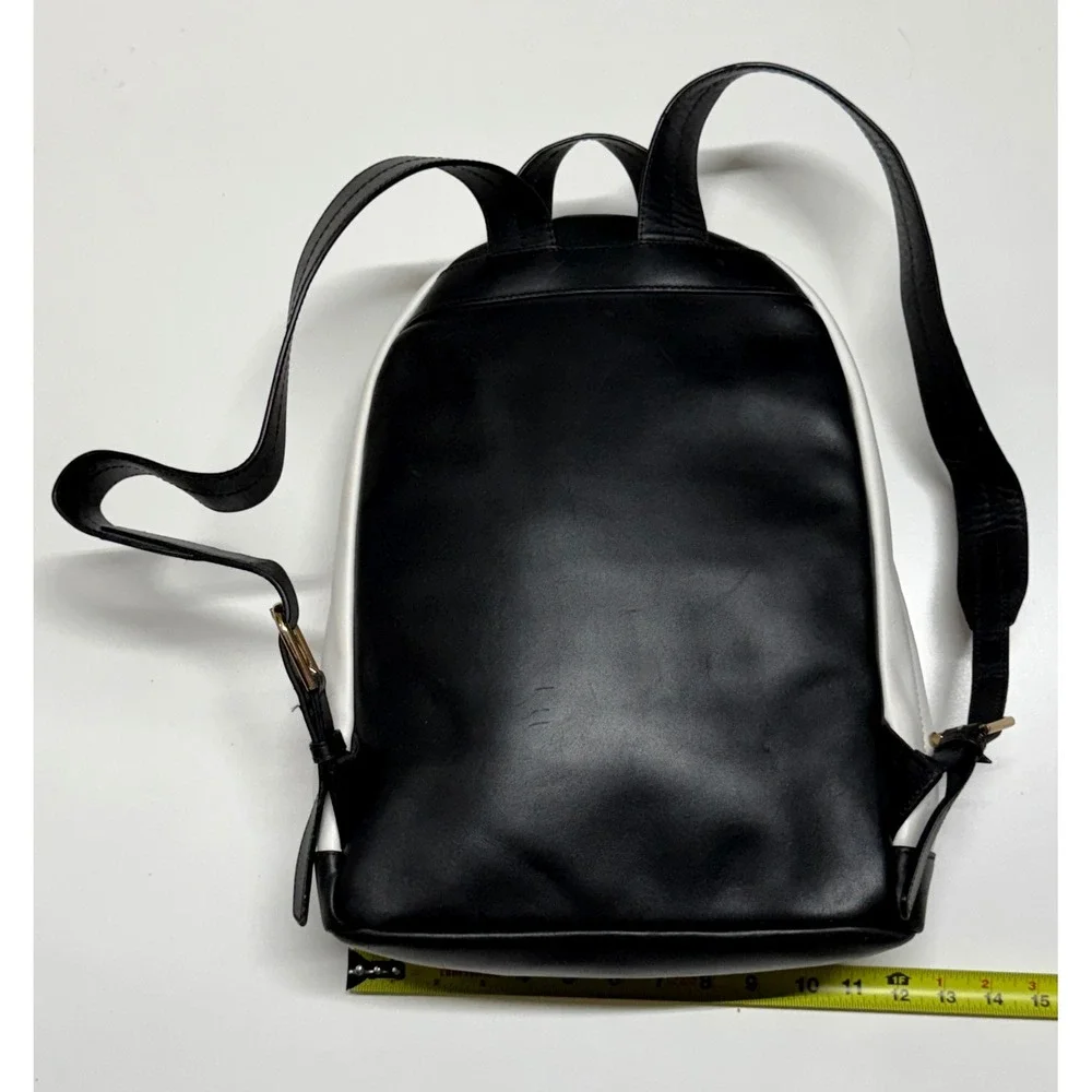 J.Crew Colorblock Leather Backpack Pink Cream Black Gold Zip Travel Bag